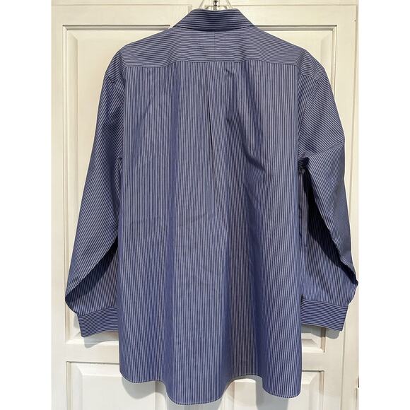 LL Bean Shirt Mens 16.5 - 32 Blue Wrinkle Resistant Long Sleeve Button Front - Picture 7 of 11